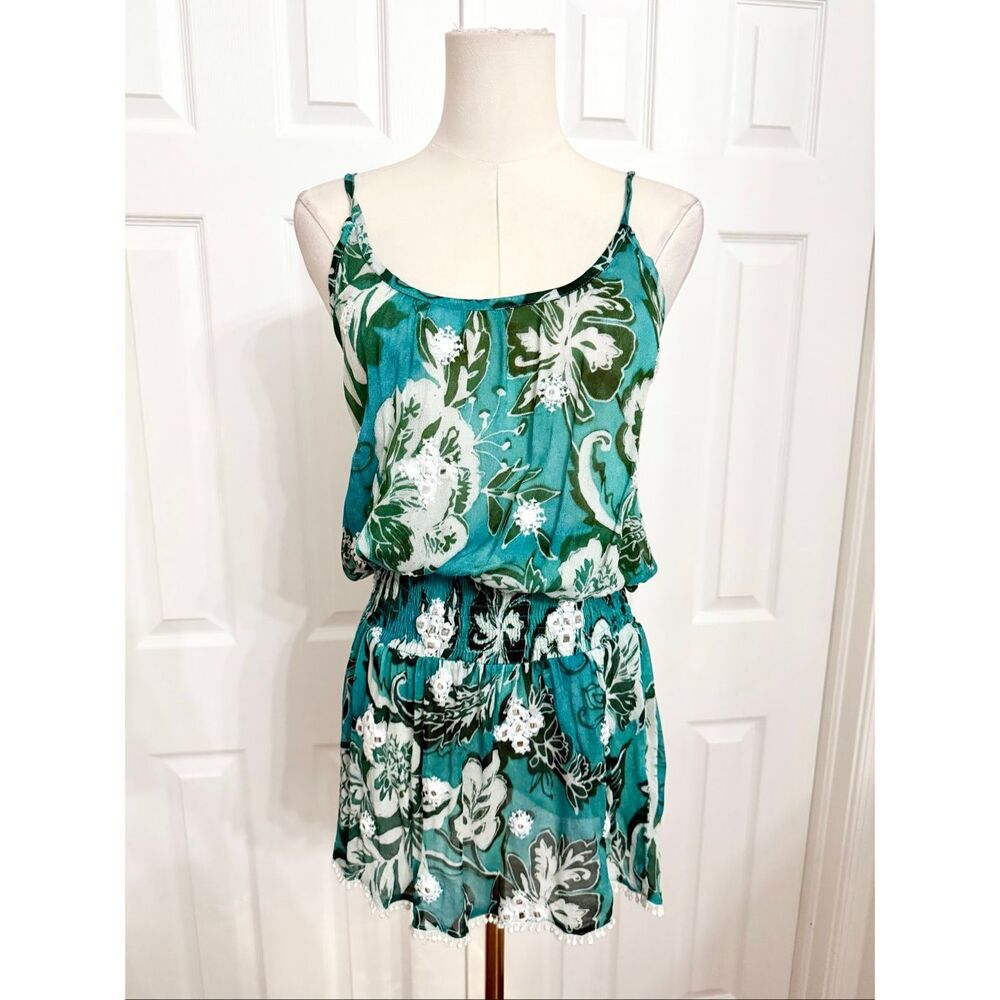 Miss June Paris Womens Boho Multicolor Floral Ruffle Lily‎ Mini Dress One Size